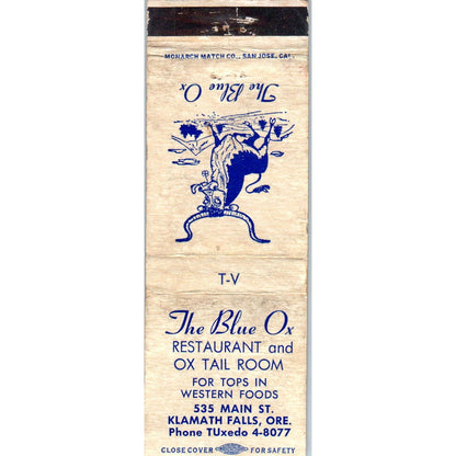 The Blue Ox Oxtail Room Klamath Falls OR Advertising Matchbook Cover SA9-M9