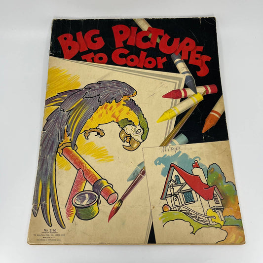 Vintage 1938 Jumbo Coloring Book Big Pictures To Color Akron Ohio TB4