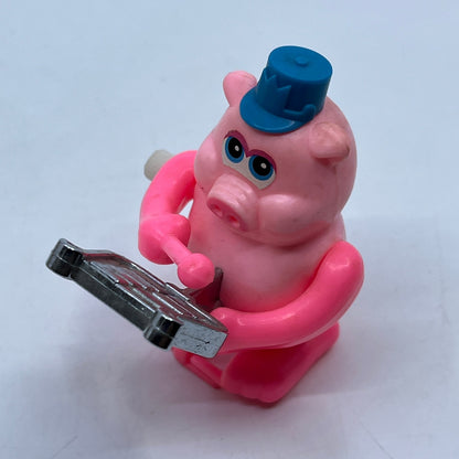 Vintage TOMY Wind Up Toy Pink Pig With Xylophone Not So Grand Band WORKS TH9