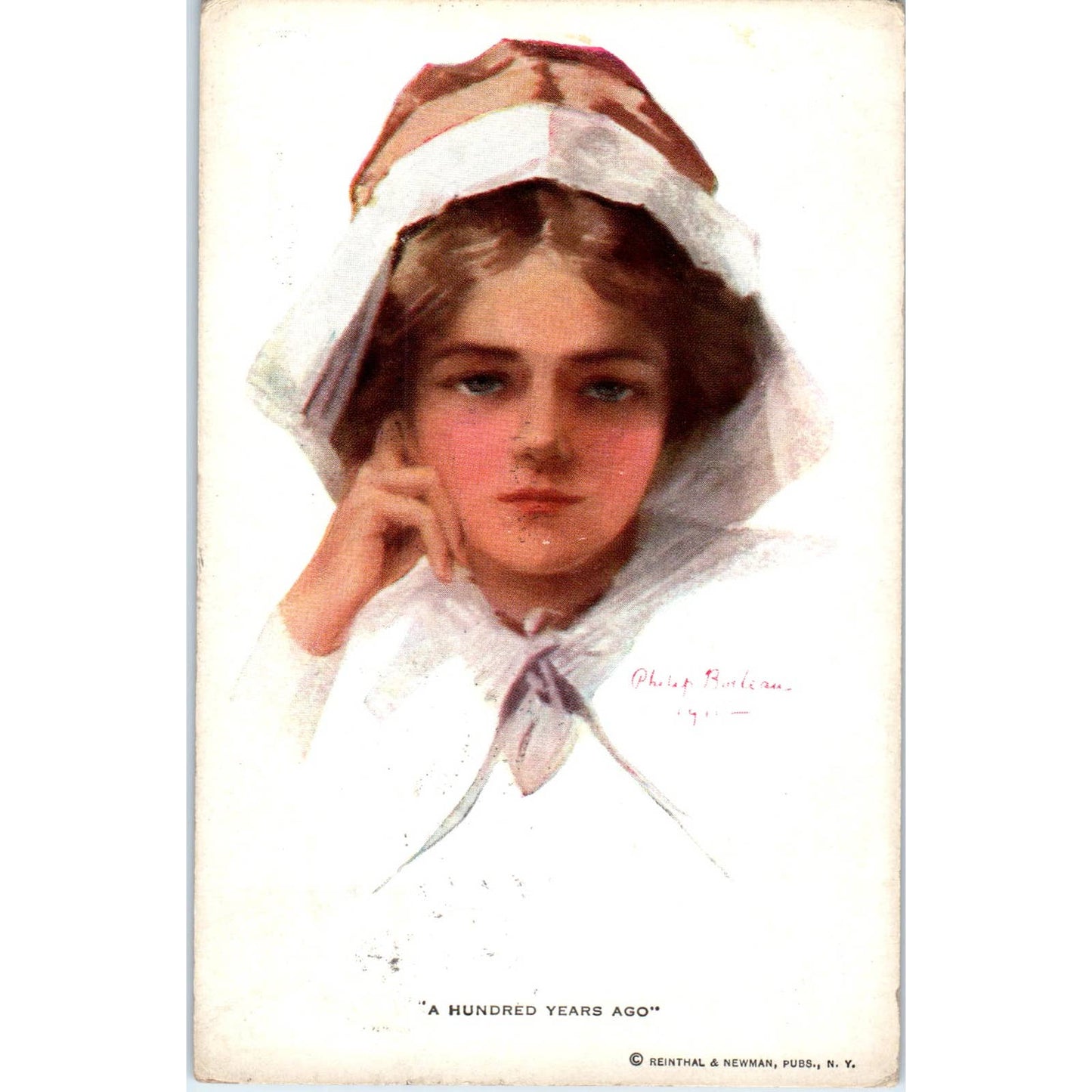 Philip Boileau Artist 'A Hundred Years Ago' Young Girl Original Postcard TK1-24