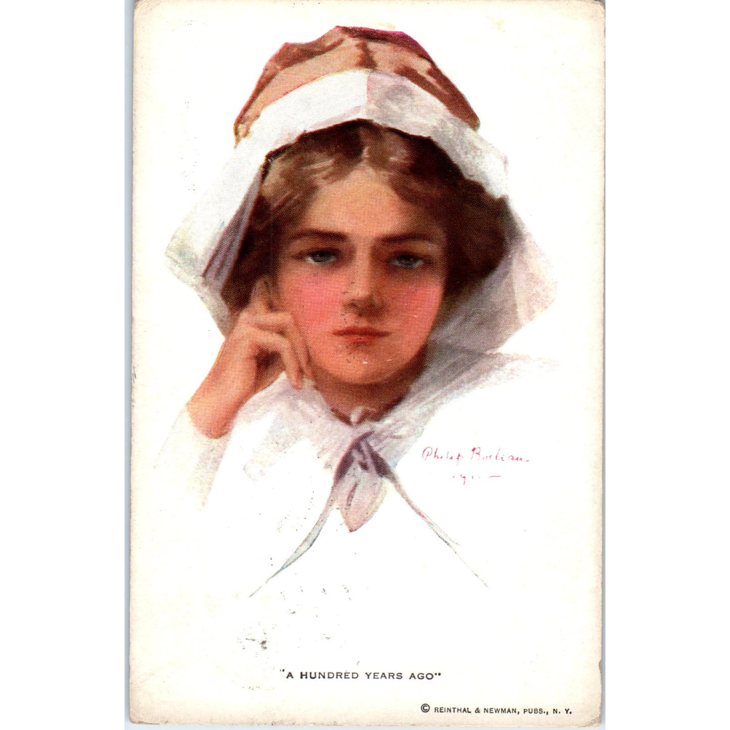 Philip Boileau Artist 'A Hundred Years Ago' Young Girl Original Postcard P1-13