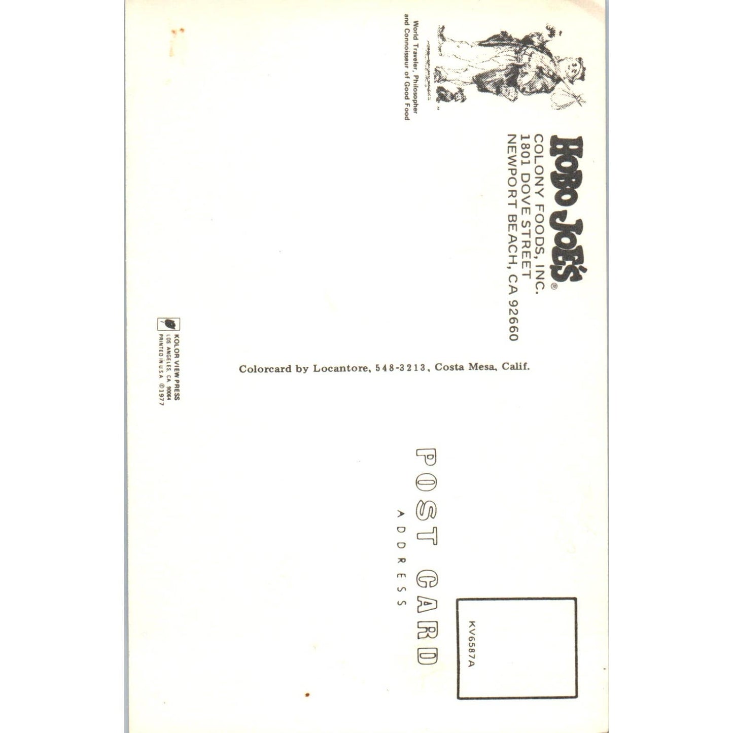 Hobo Joe's Newport Beach California - Original Postcard TJ7-RP2
