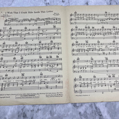 Sheet Music 1943-I Wish That I Could Hide Inside This Letter Norman V42-2