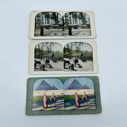 c1890 Lot of 3 EGYPT Stereoview Cards Giza Pyramids Memphis Ramses TA7-29