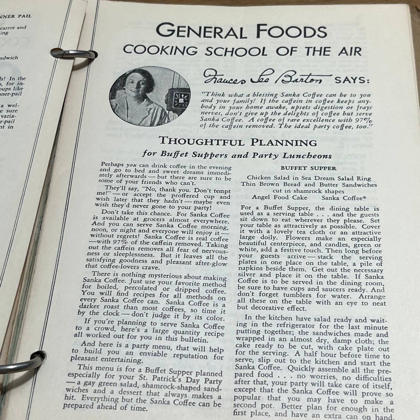 1930s General Foods Cooking School Of The Air Frances Lee Barton Clipped Recipes