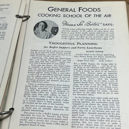 1930s General Foods Cooking School Of The Air Frances Lee Barton Clipped Recipes TH4