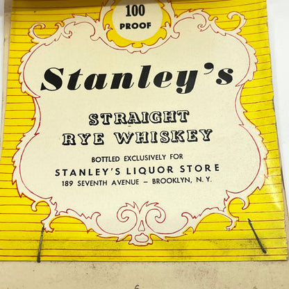 Stanley’s Club 189 Whiskey Label Set of 2 Liquor Shop Seventh Ave Brooklyn NY