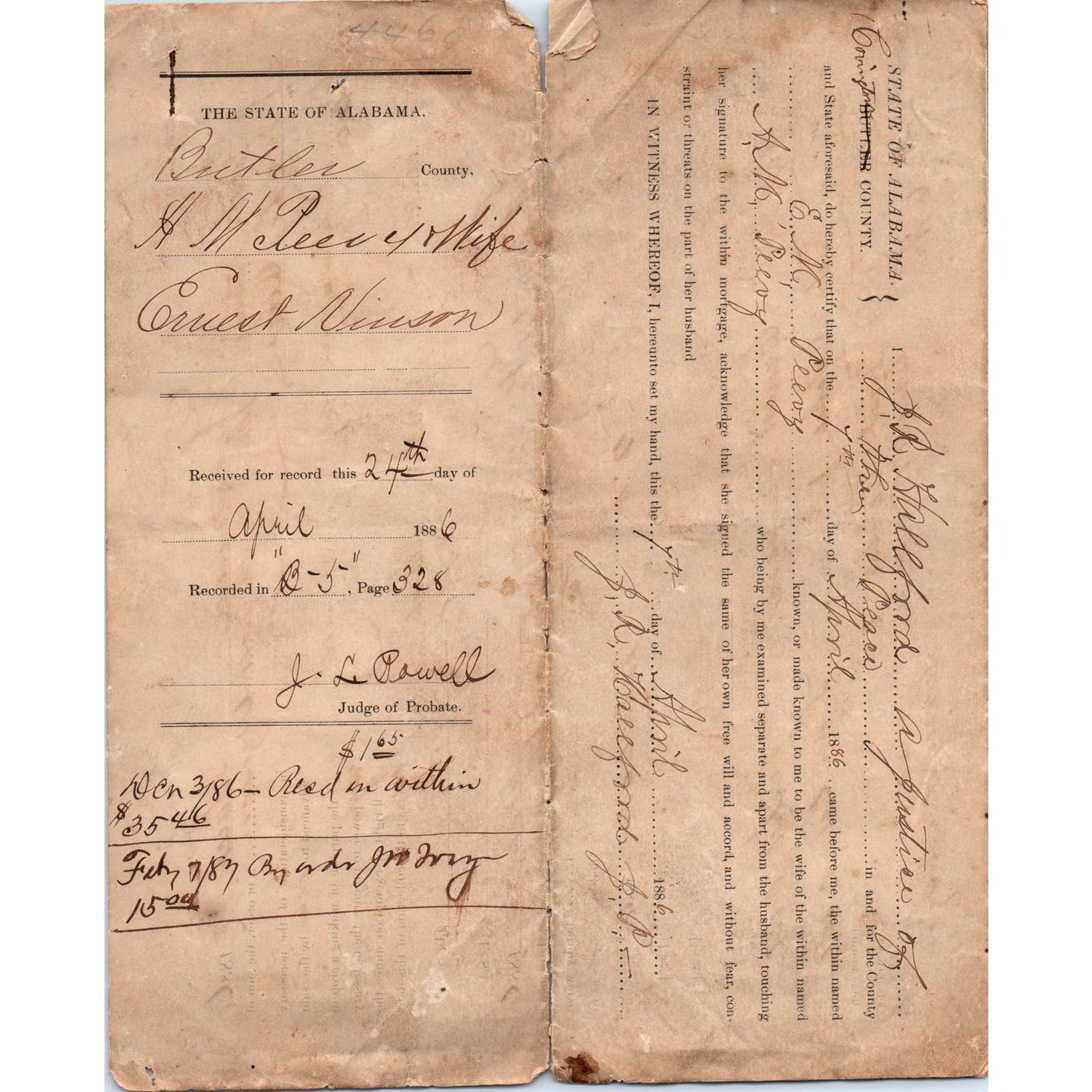 1886 Alabama Butler County Promissory Note Loan Agreement Georgiana AL AD6