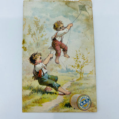 1880s Victorian Trade Card Clark’s ONT Spool Cotton Kite Boys AH9-M11