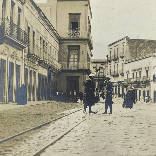 1903 Original Sepia Photograph The Main Street in Zacatecas Mexico AC7