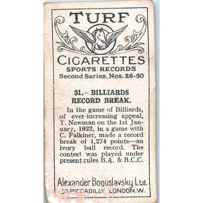 Boguslavsky, Turf SPORTS RECORDS, 2nd Series, 1925, Billiards, #31 SE5