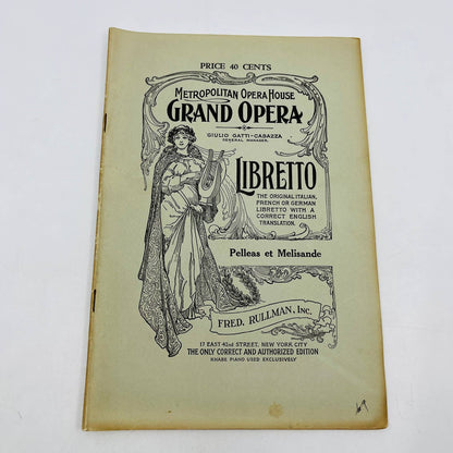 1920s Palleas et Melisande Metropolitan Opera House Grand Opera Libretto NYC TD6