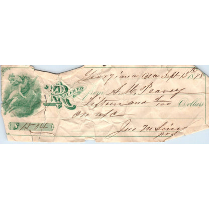 1878 Bank Check A.M. Peavey Georgiana AL AD6