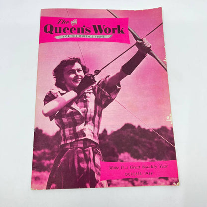 1949 October The Queen’s Work Catholic Teen Magazine Healthcare Pink TE3