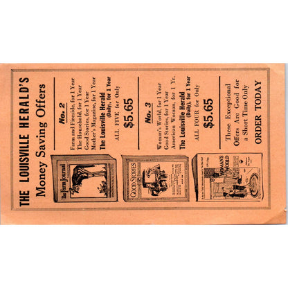 1922 Louisville Herald Reading Club Magazine Subscription Order Form SE4