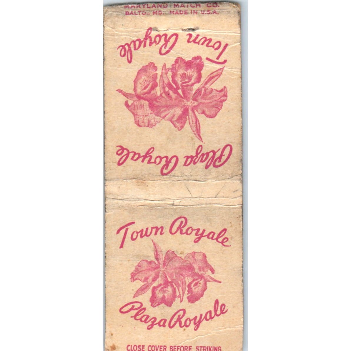 Plaza Royale Town Royale Kansas City MO Advertising Matchbook Cover SA9-M2