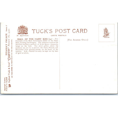 Titania's Palace Hall of the Fairy Kiss A Raphael Tuck Oilette Postcard TK1-P14