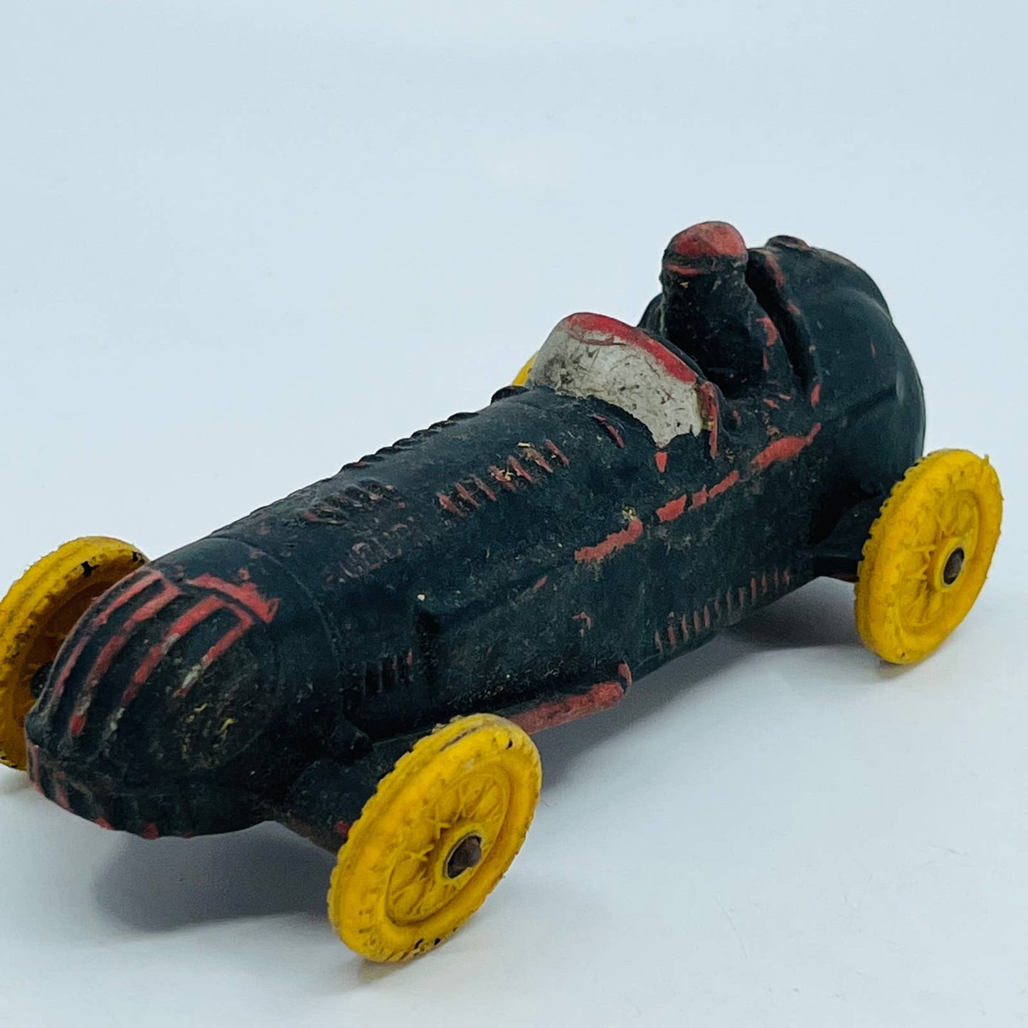 Auburn Rubber Toy Co. 1950s Indy Car Racer Black Red Yellow 6” TB6