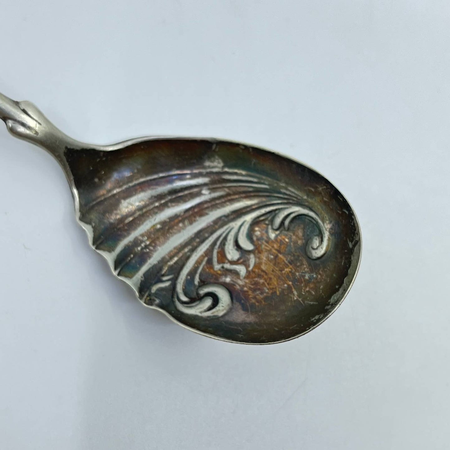 Vtg Wm A Rogers Spoon Decorated Bowl Swirl Fancy A1 Silver Plate Swoop 5.75" SD3