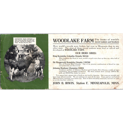 Vintage Blotter Card - Woodlake Farm Minneapolis MN John B. Irwin D24