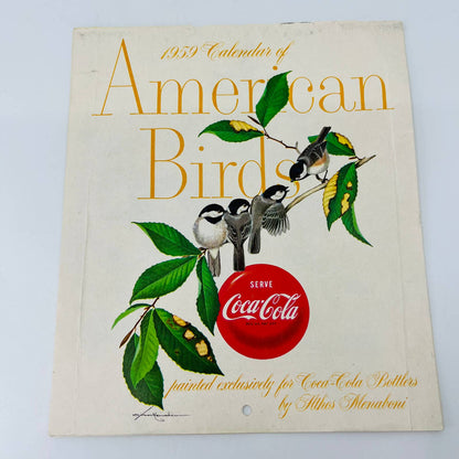 1959 Coca Cola Calendar of American Birds 7 x 12” by ATHOS MENABONIL C4