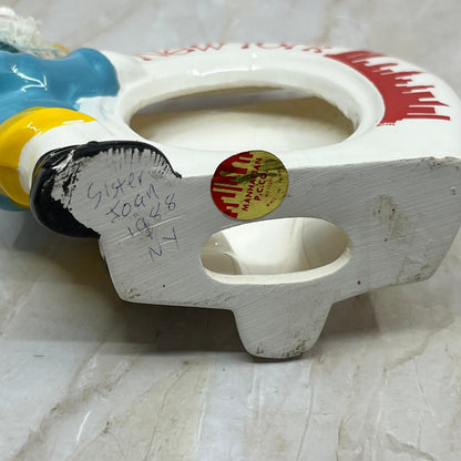 1980s Ceramic Clown Picture Frame Holder (New York) 3x5" Pics Manhattan P.C. TE5