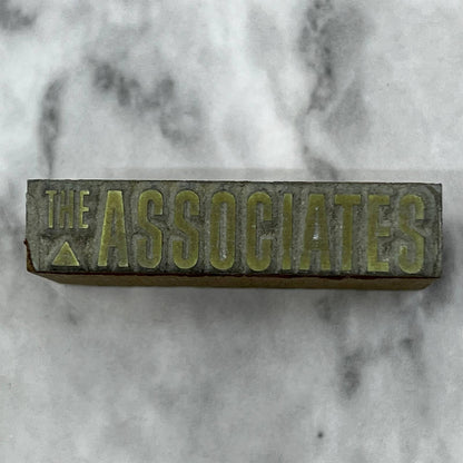 Vintage Printing Letterpress Printers Block Plate “The Associates” Logo TJ513