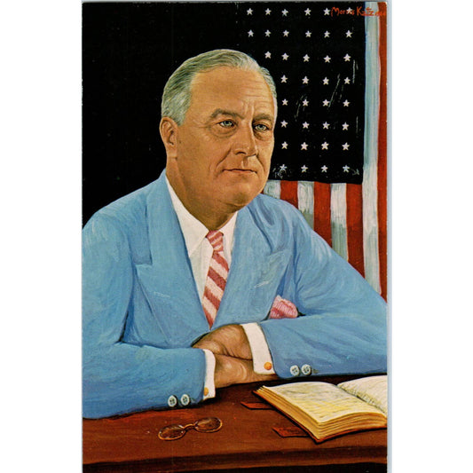 Franklin D. Roosevelt Portrait Morris Katz 1966 - Original Postcard TJ9-P1