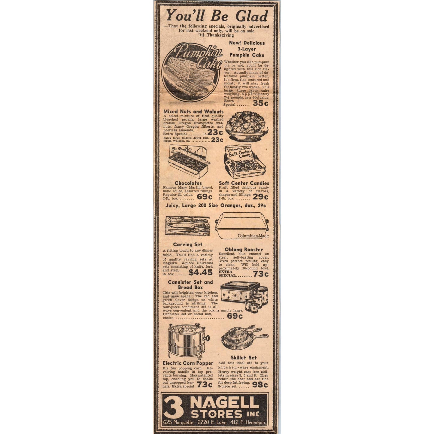 1935 Minneapolis Journal Newspaper Ad Nagell Store Hennepin Lake Marquette FL5-3