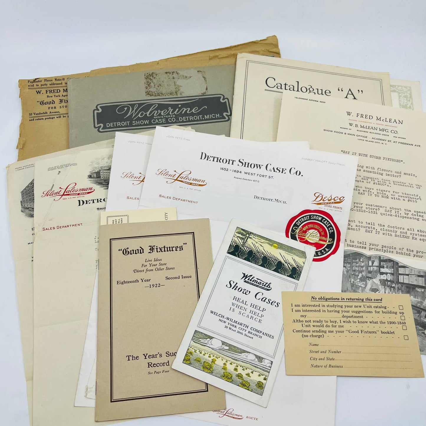 1920s Huge Lot of Catalogs Letterhead Correspondence Detroit Showcase Co MI TA8