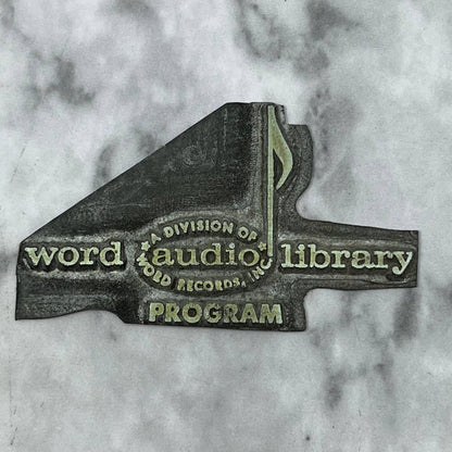 Vintage Letterpress Printers Block Plate World Audio Library Program TJ515