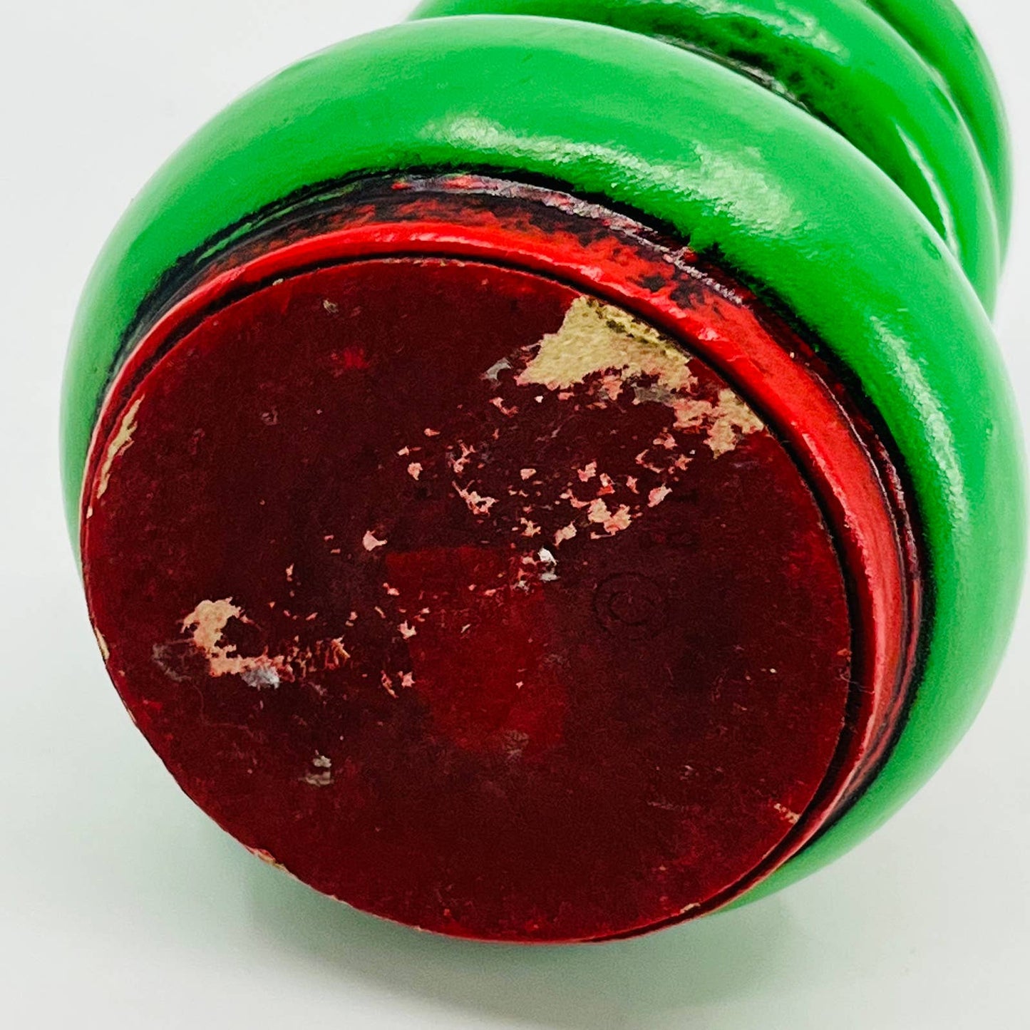 Vintage Red And Green Enamel Metal Christmas Candlestick Candle Holder 3” SA4