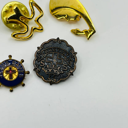 Vintage Lot of 8 Christian Metal and Enamel Pins Baptist SS Dove Jesus Saves SB3