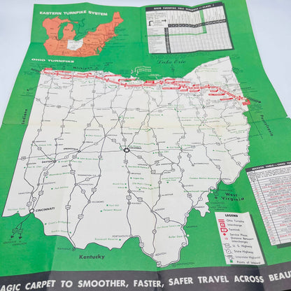 Vintage c1950 Ohio Turnpike Fold Out Map & Travel Sightseeing Guide C2