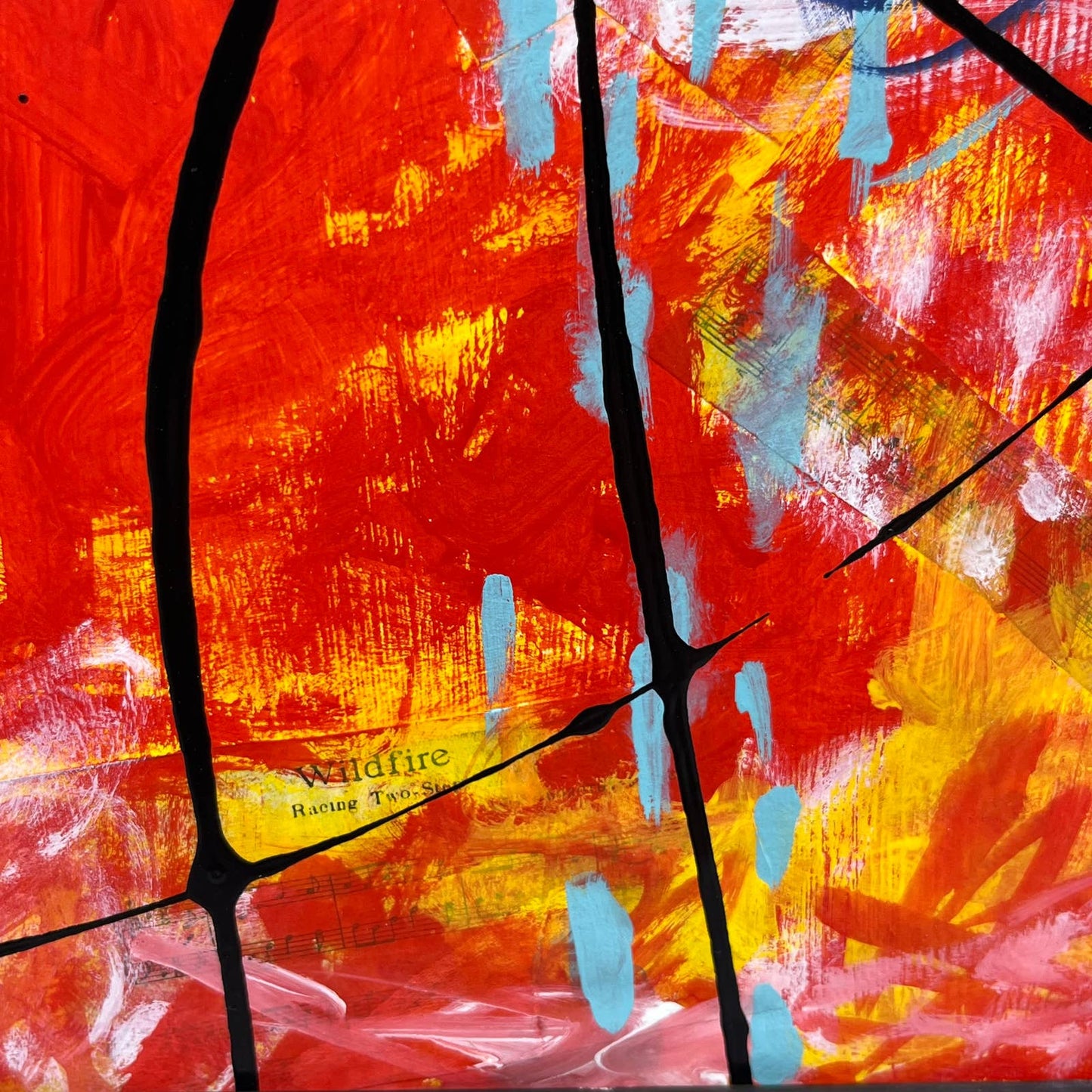 Original Framed Abstract Art Painting 8x12" Wildfire With COA TF6