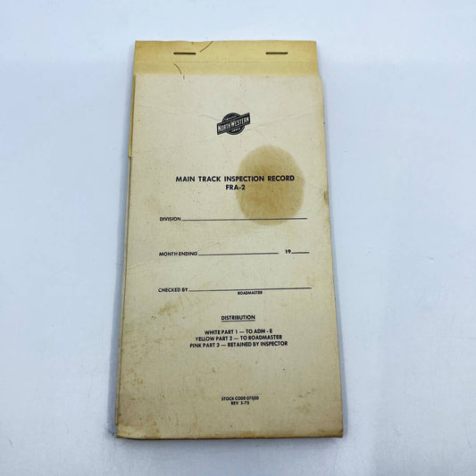 1975 Chicago Northwestern System RR Main Track Inspection Record FRA-2 Forms TE3