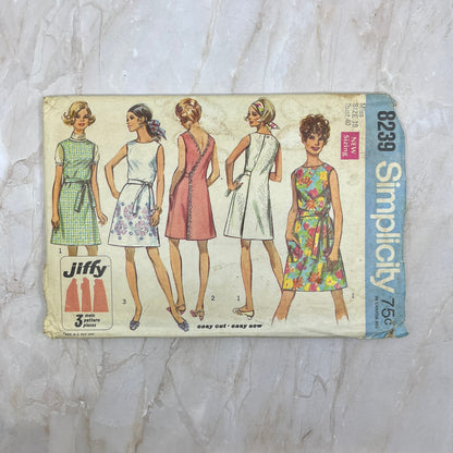 1960's Simplicity 8239 Miss Size 18 Jiffy Back Wrap Dress or Jumper Pattern TE5