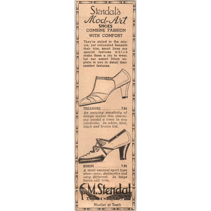 1935 Mpls Journal Newspaper Ad C.M. Stendal's Mod-Art Shoes Nicollet Ave FL5-4
