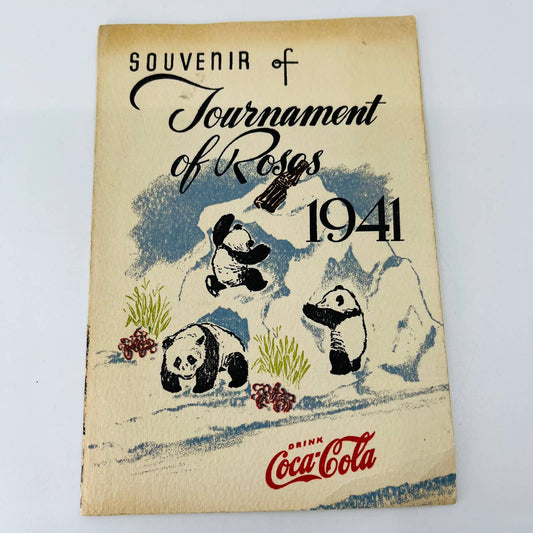 Rare 1941 WWII Tournament of Roses Coca Cola Panda Bear Souvenir Booklet Card C4