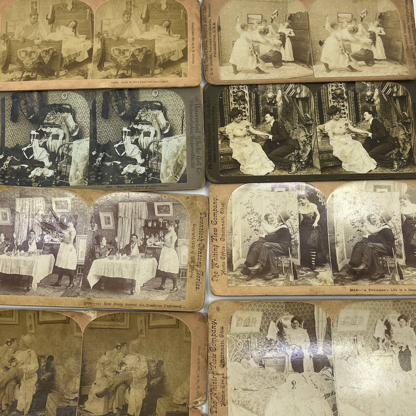 c1900 Lot of 8 Stereo View Cards Featuring Victorian Men and Women TA9