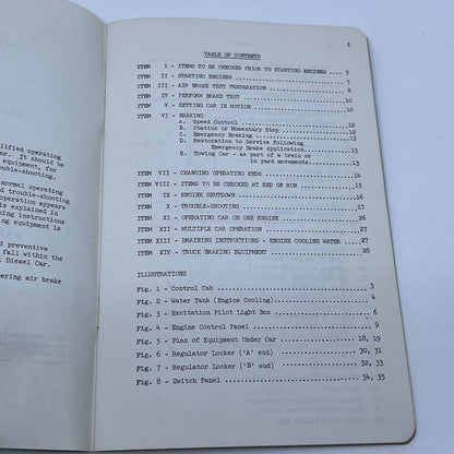 1962 Budd Rail Diesel Car Operator's Manual Reading Railroad Company TG6