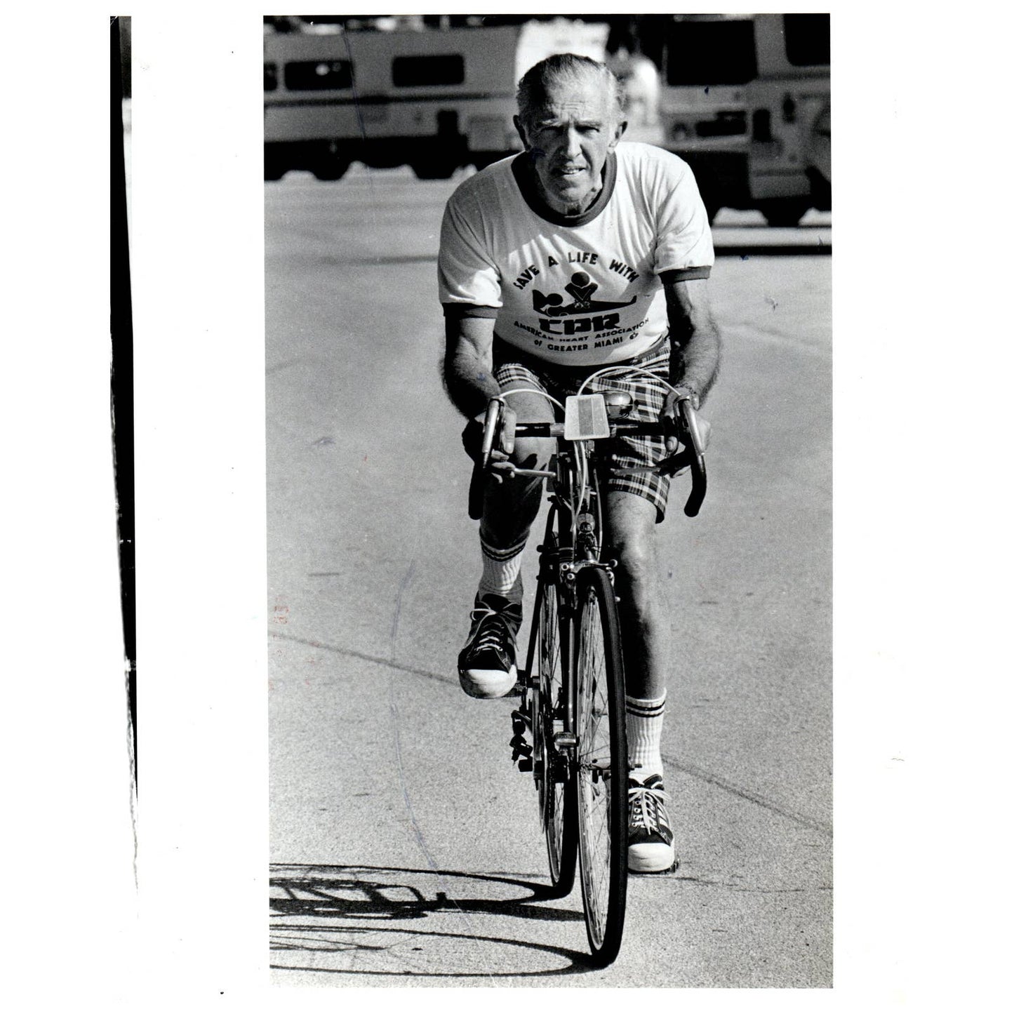 1980 Press Photo Cycling John Seligman Riding Bike Miami FL 8x10" AD3