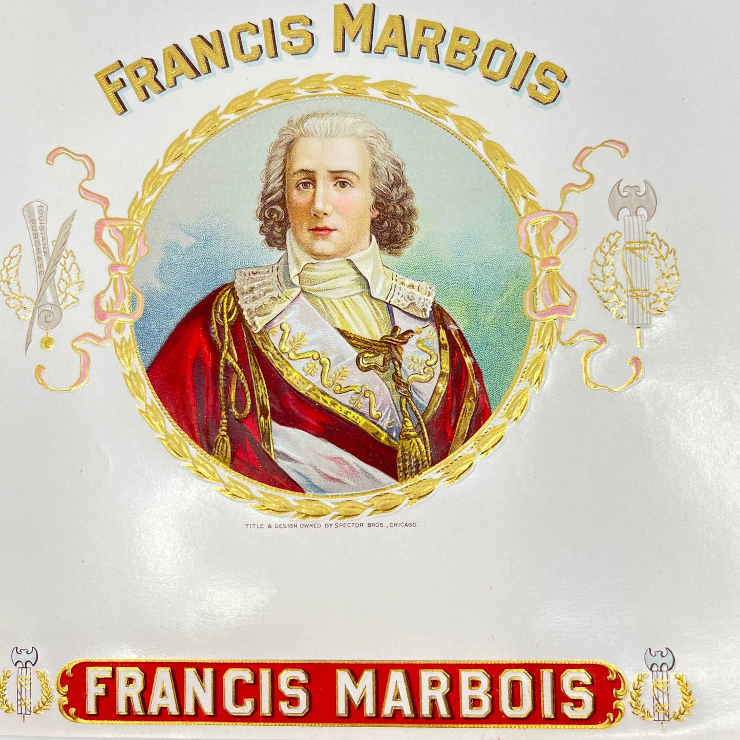 Francis Marbois Cigars Spector Bros Chicago IL Vintage Inner Cigar Box Label AA8