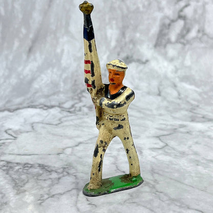 Manoil Barclay 1940s Lead Navy Toy Soldier Sailor WWI American Flag Carrier TJ1