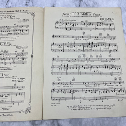 1937 Never in a Million Years - Wake Up and Live Sheet Music Mark Gordon V38