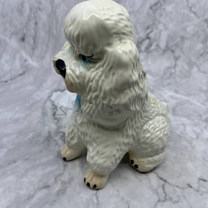 Vintage MCM Ceramic White Poodle Coin Bank 7" TI9