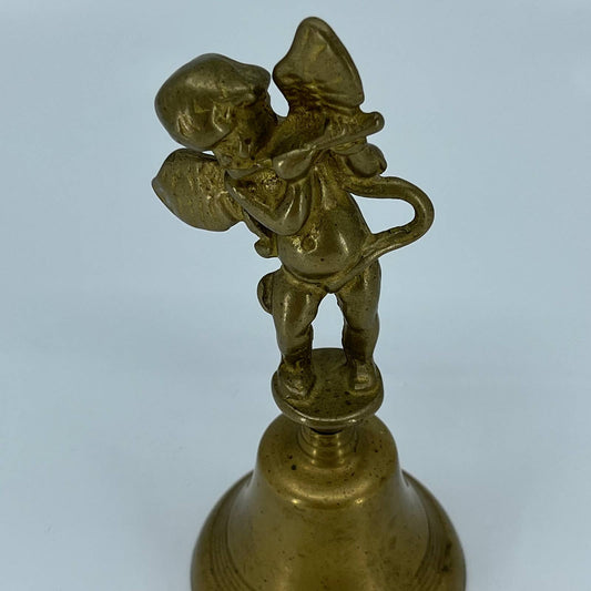 Vintage Victorian Cast Brass Cherub Cupid Angel Table Dinner Bell 6” TF5