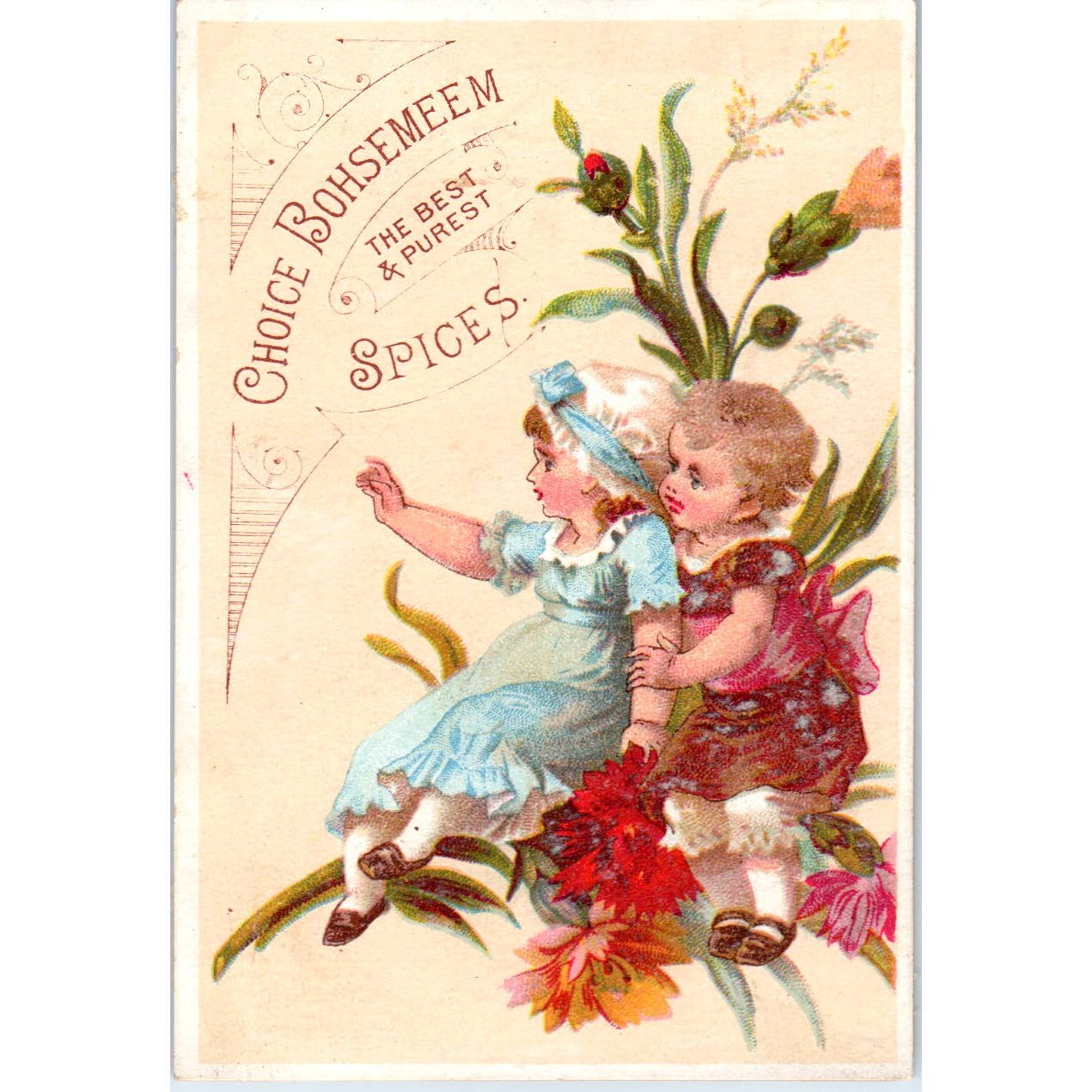 1880s Victorian Trade Card Choice Bohsemeem Spices Weikel & Smith Spice Co SF2-1