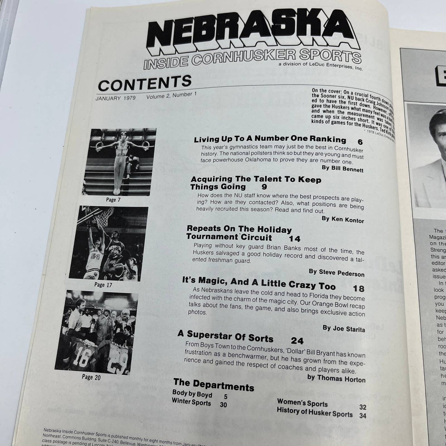 1979 Jan - Nebraska Inside Cornhusker Sports - Orange Bowl Photos TH7