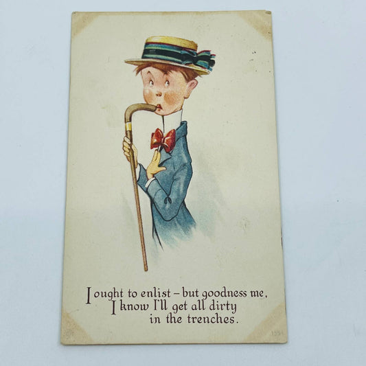 c1918 Postcard WWI Sissy Enlistment Propaganda PA9